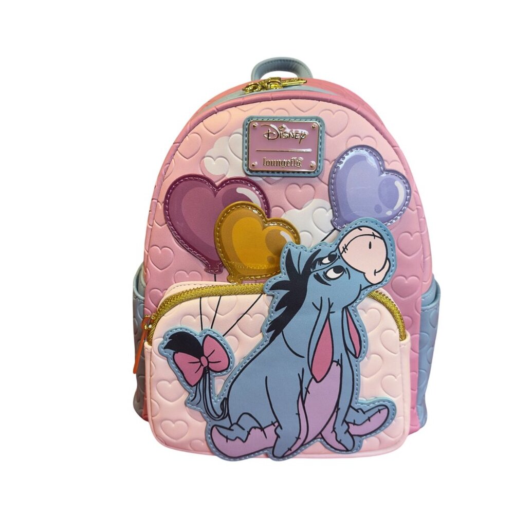 Disney Loungefly Eeyore Mini Backpack With Heart Balloons Pastel Pink & Blue Win